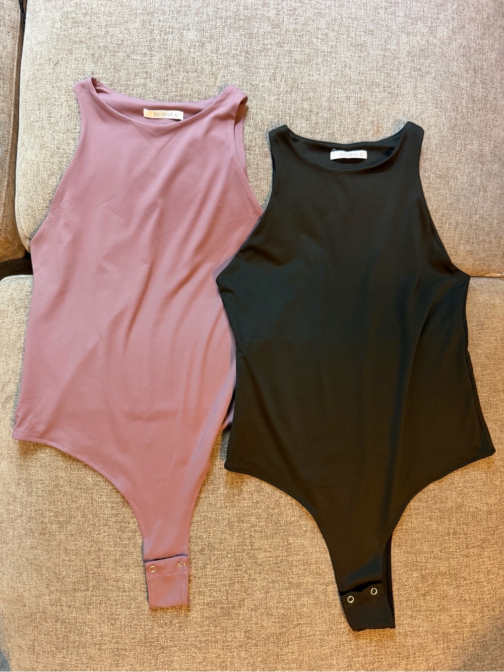 ReoRia Sleeveless Bodysuit Duo - Mauve and Black